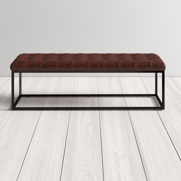 Aldana genuine store leather bench